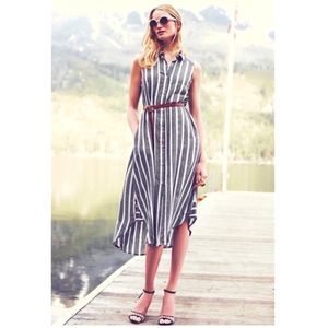 Anthropologie Holding Horses Buttondown Striped Midi Dress Size 10